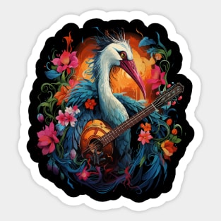 Whooping Crane Playing Guitar Sticker